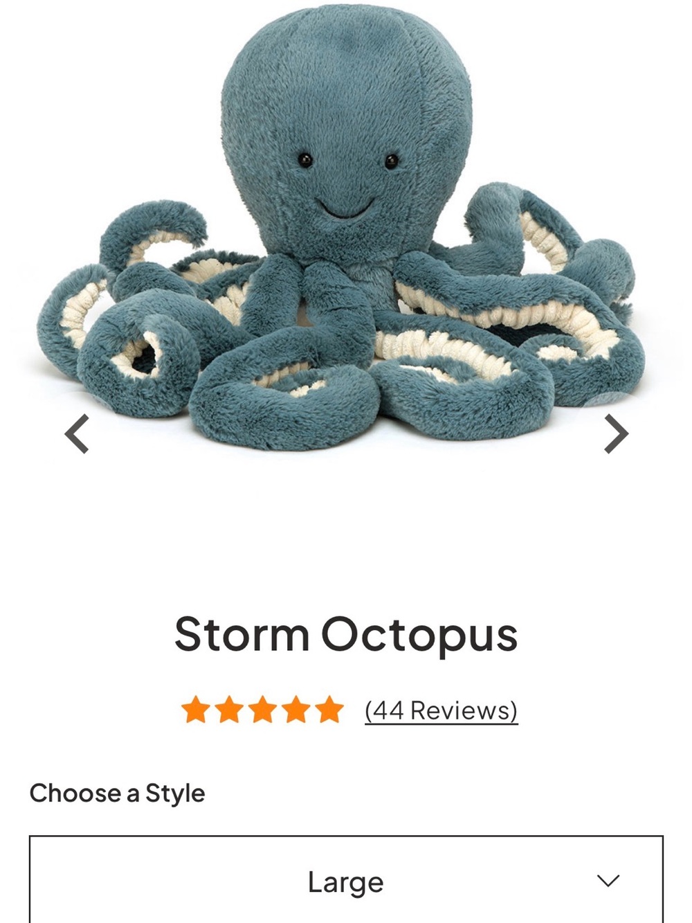 Jellycat Storm Octopus Plush - Teal and Cream